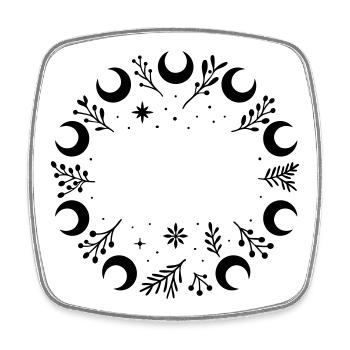 Mystic Yule Kranz mit Monden, Zweigen und Sterne - Viereckiger Kühlschrankmagnet - Weiß - Vorne