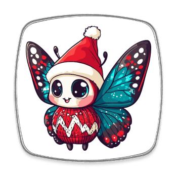 Schmetterling Weihnachten Xmas - Viereckiger Kühlschrankmagnet - Weiß - Vorne