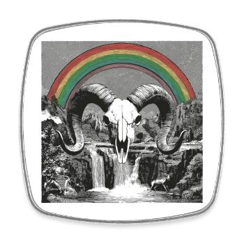 Regenbogenbogen über Nacht-Silhouetten - Viereckiger Kühlschrankmagnet - Weiß - Vorne