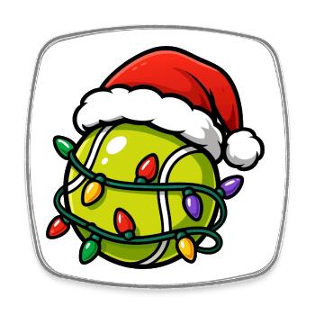 Joueur de tennis de tennis de Noël - Magnet carré - blanc - Devant