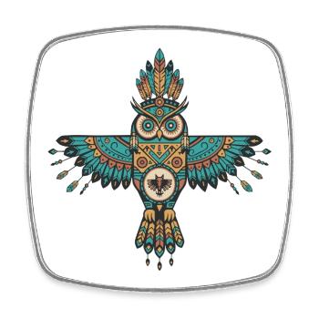 Tribal Eule – Spiritueller Wächter - Viereckiger Kühlschrankmagnet - Weiß - Vorne