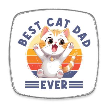 Cat Best Cat Dad Ever Cat Dad Funny Saying - Square fridge magnet - white - Front
