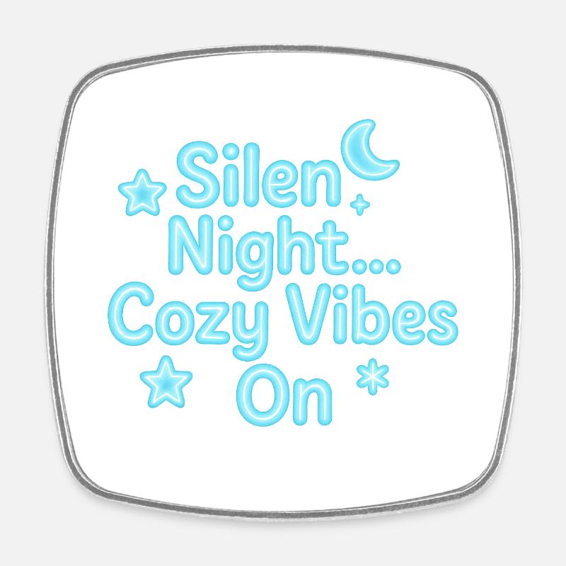 Silen Night Neon Cozy Vibes - Magnet carré - blanc