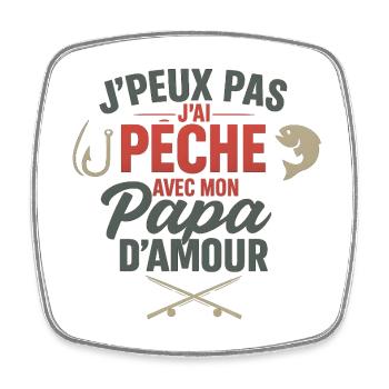 Fishing with daddy of love - Square fridge magnet - white - Front