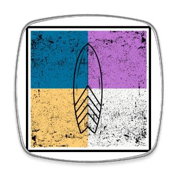 Surfbrett auf vierfarbigem Quad-Design - Viereckiger Kühlschrankmagnet - Weiß - Vorne