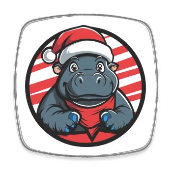 Weihnachts-Hippo Cartoon - Viereckiger Kühlschrankmagnet - Weiß - Vorne