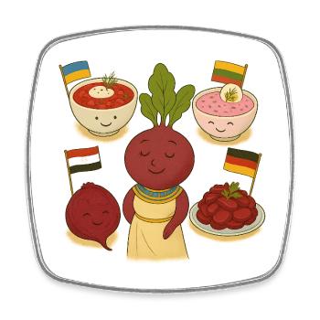 beetroot - Square fridge magnet - white - Front