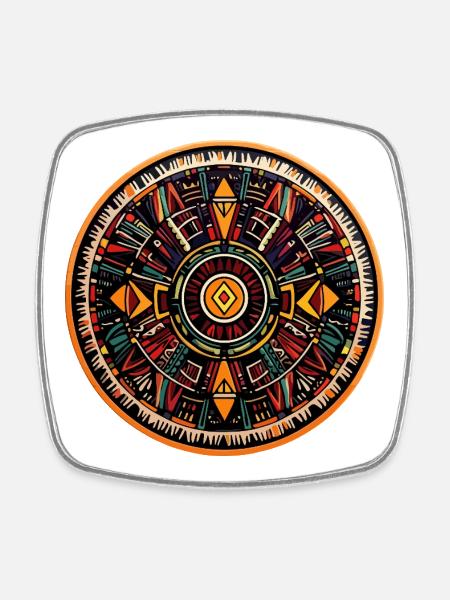 Mandala Feuerkreis - Viereckiger Kühlschrankmagnet - Weiß