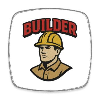 Construction Worker Retro Logo with Helmet - Square fridge magnet - white - Front