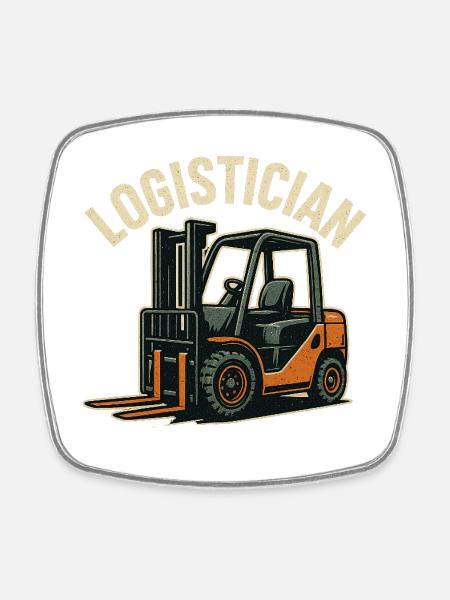 Logistik-Forklift Vintage-Logo - Viereckiger Kühlschrankmagnet - Weiß