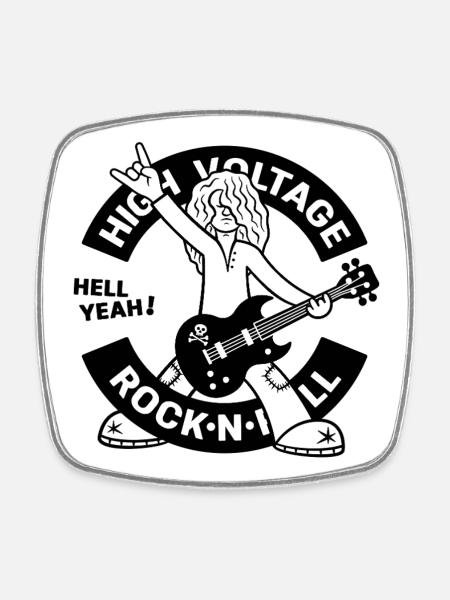 High Voltage Rock'N'Roll Guitarist - Square fridge magnet - white