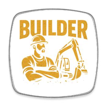 Construction worker kraft yellow on black - Square fridge magnet - white - Front