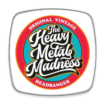 Heavy Metal Madness Retro Badge - Square fridge magnet - white - Front