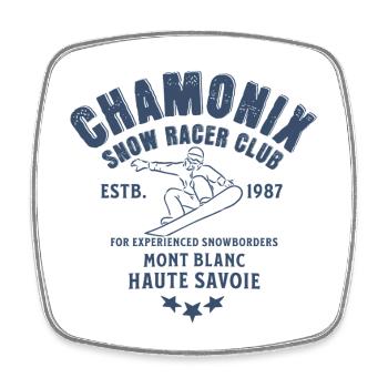 Chamonix Snowboard Club Mont Blanc - Viereckiger Kühlschrankmagnet - Weiß - Vorne