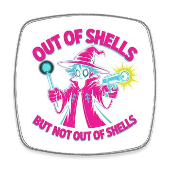 Out of Spells but not out of Shells - Cool Wizard  - Square fridge magnet - white - Front