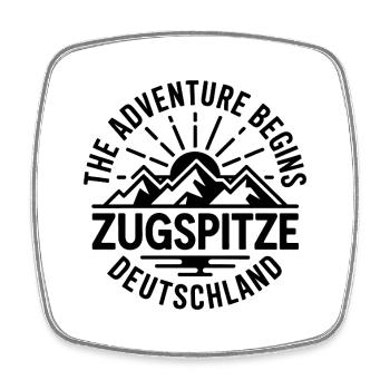 Zugspitze - The Adventure begins - Souvenir Design - Square fridge magnet - white - Front