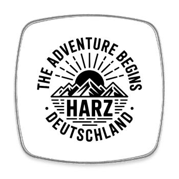 Harz - The Adventure begins - Souvenir Design - Square fridge magnet - white - Front