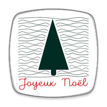 Christmas Tree - Minimalist - Square fridge magnet - white - Front