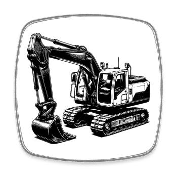 Starker Bagger die Maschine mit dem langen Arm - Viereckiger Kühlschrankmagnet - Weiß - Vorne