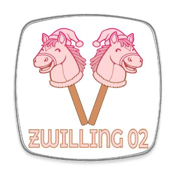 Weihnachten Zwillinge Steckenpferde 02 - Viereckiger Kühlschrankmagnet - Weiß - Vorne