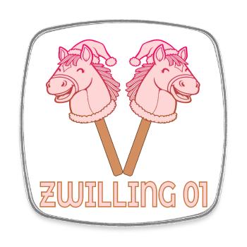 Weihnachten Zwillinge Steckenpferde 01 - Viereckiger Kühlschrankmagnet - Weiß - Vorne