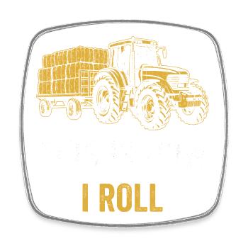 Traktor Spruch So rolle ich - Viereckiger Kühlschrankmagnet - Weiß - Vorne