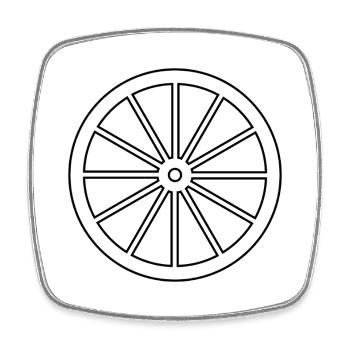 Wagenrad - Viereckiger Kühlschrankmagnet - Weiß - Vorne