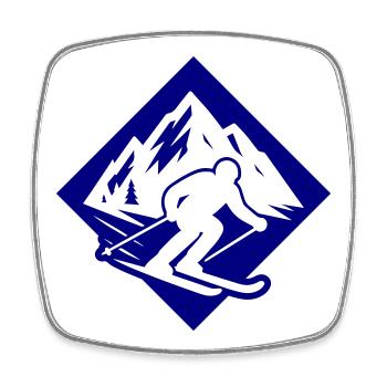 Ski Sport Silhouette Berge - Viereckiger Kühlschrankmagnet - Weiß - Vorne