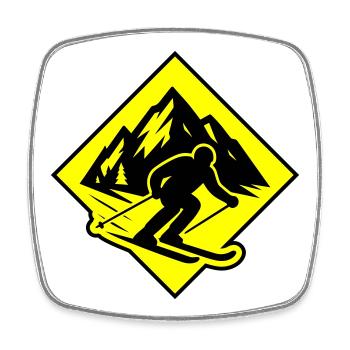 Ski Sport Silhouette Berge - Viereckiger Kühlschrankmagnet - Weiß - Vorne