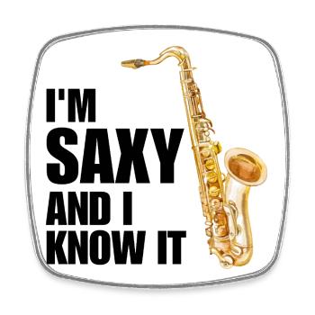 Funny Saxophone Saxophonist Jazz Sax Player Music - Square fridge magnet - white - Front