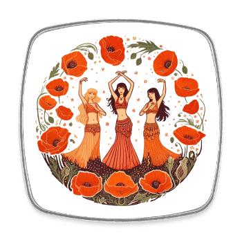 Poppy Circle Bauchtanz-Trio - Viereckiger Kühlschrankmagnet - Weiß - Vorne