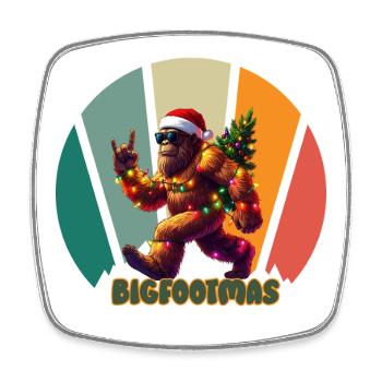 Bigfoot Christmas Retro - Square fridge magnet - white - Front