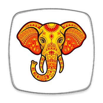 Vibrant orange elephant - Square fridge magnet - white - Front