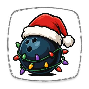 Funny Christmas-themed bowling ball - Square fridge magnet - white - Front