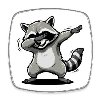 Lustiger dabbender Waschbär Cartoon - Viereckiger Kühlschrankmagnet - Weiß - Vorne