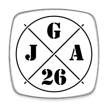 JGA 26 (Junggesellenabschied 2026 Kreis Symbol B) - Viereckiger Kühlschrankmagnet - Weiß - Vorne