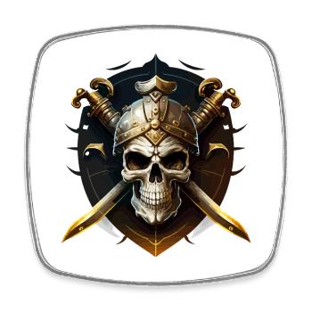 Skull warrior with helmet and blades - Square fridge magnet - white - Front
