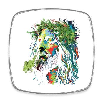 Explosion des couleurs rastafari de Jésus - Magnet carré - blanc - Devant