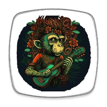 Affe mit Gitarre im Dschungel - Viereckiger Kühlschrankmagnet - Weiß - Vorne