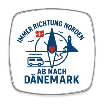 Toujours en route vers le nord – voyage de vacances au Danemark - Magnet carré - blanc - Devant
