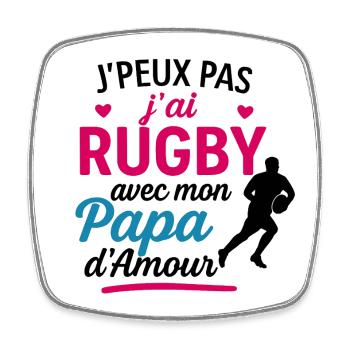 Rugby-Papa in Pink Heart - Viereckiger Kühlschrankmagnet - Weiß - Vorne