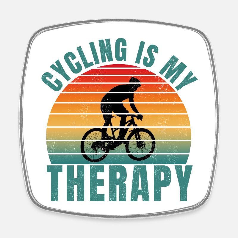cycling is my therapy - Square fridge magnet - white
