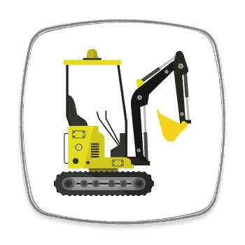 Bagger - Viereckiger Kühlschrankmagnet - Weiß - Vorne