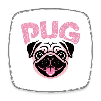 Pug - Cool Pet Logo - Magnet carré - blanc - Devant