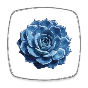 Blau Geometrische Rosette - Viereckiger Kühlschrankmagnet - Weiß - Vorne