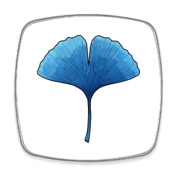 Ginkgo Blue Leaf Silhouette - Square fridge magnet - white - Front
