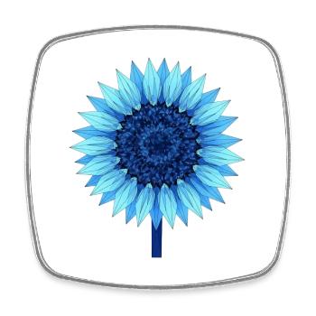 Geometric Blue Sunflower - Square fridge magnet - white - Front