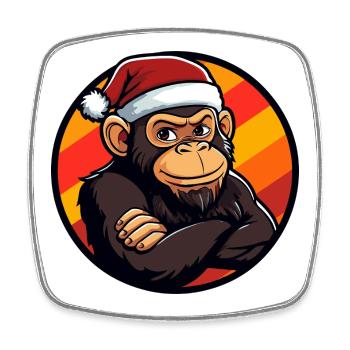 Santa Schimpanse Weihnachten - Viereckiger Kühlschrankmagnet - Weiß - Vorne