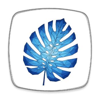 Geometrische Monstera Blau Blatt - Viereckiger Kühlschrankmagnet - Weiß - Vorne