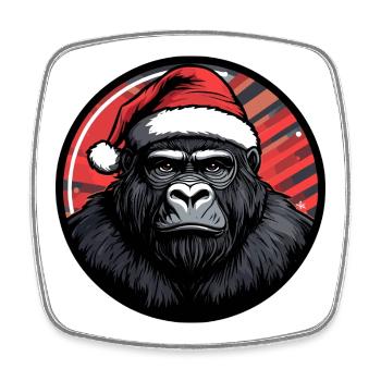 Gorilla Santa Festliche Nacht - Viereckiger Kühlschrankmagnet - Weiß - Vorne